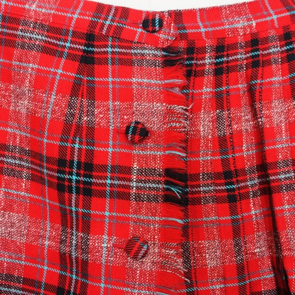 vintage 100% wool plaid red kilt pleated skirt - Picture 3 of 5